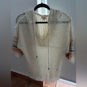 POL small summer sweater crochet hoodie, cream color, NWOT, new without tags.